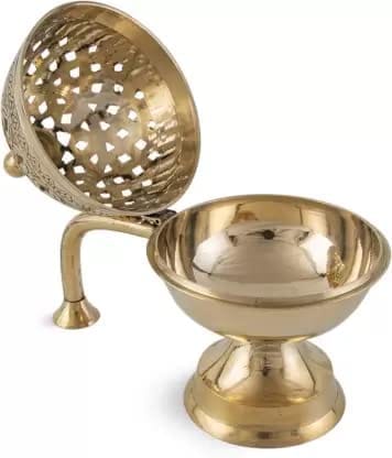 DOKCHAN Curated with Love Loban Burner Dhoop Dhuni Brass Table Diya Brass Incense Holder