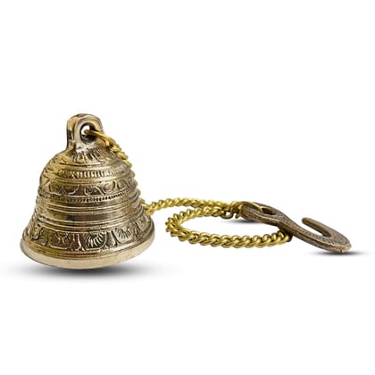 Torppeza Brass Wall Hanging Bell with Chain and Hanging Hook for Home Mandir Temple Decorative I Puja Room�