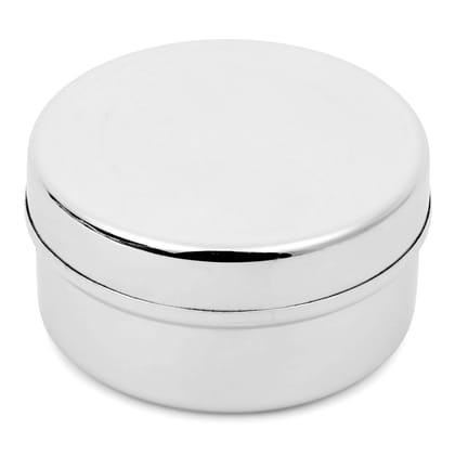 DOKCHAN Stainless Steel Designer Round Storage containers box/Dabba for Kitchen, Set of 1Pcs, 400ml (Size : 3.9 Inch | Color : Silver)