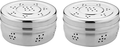 DOKCHAN Stainless Steel Heavy Gauge Multipurpose Stainless Steel Containers for Kitchen | Vertical Canisters | Mirror Glossy Finish (Pack 02 | 500ml)