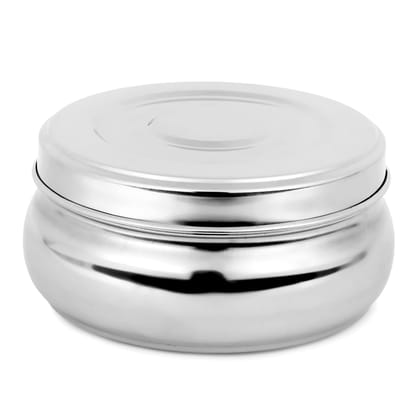 DOKCHAN Stainless Steel Designer Round Storage containers box/Dabba for Kitchen, Set of 1Pcs, 500ml (Size : 5.5 Inch | Color : Silver)