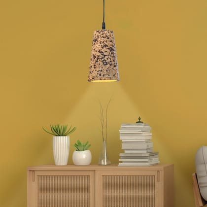 Kezevel Cork Decorative Hanging Light - Natural Cork Brown Conical Pendant Light for Living Room, Balcony, Foyer and Bedroom, Size 12X12X21 CM
