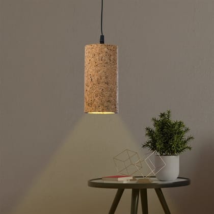 Kezevel Cork Decorative Hanging Light - Natural Cork Brown Cylindrical Pendant Light for Living Room, Balcony, Foyer and Bedroom, Size 10X10X20 CM