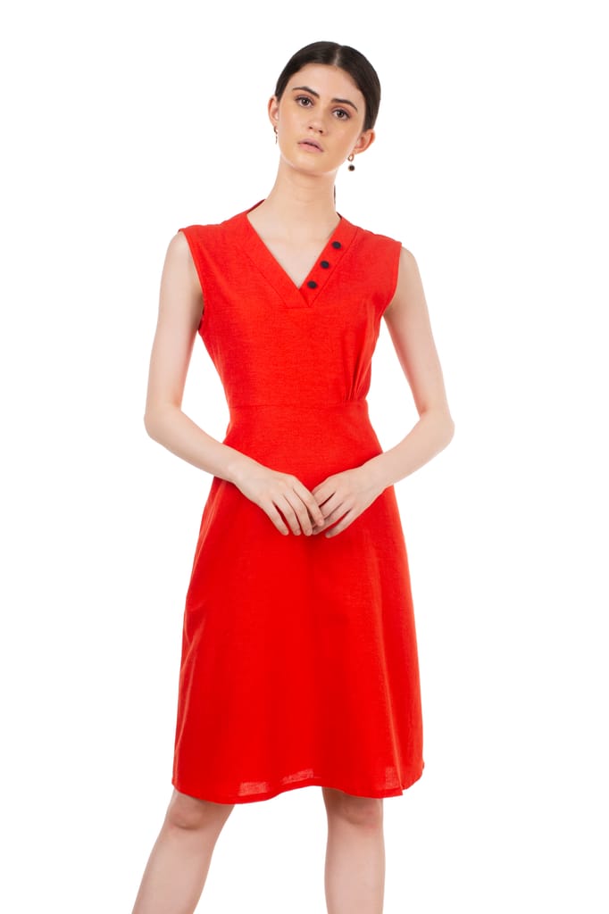 CORAL CRUSH(Redish Orange) A-LINE DRESS