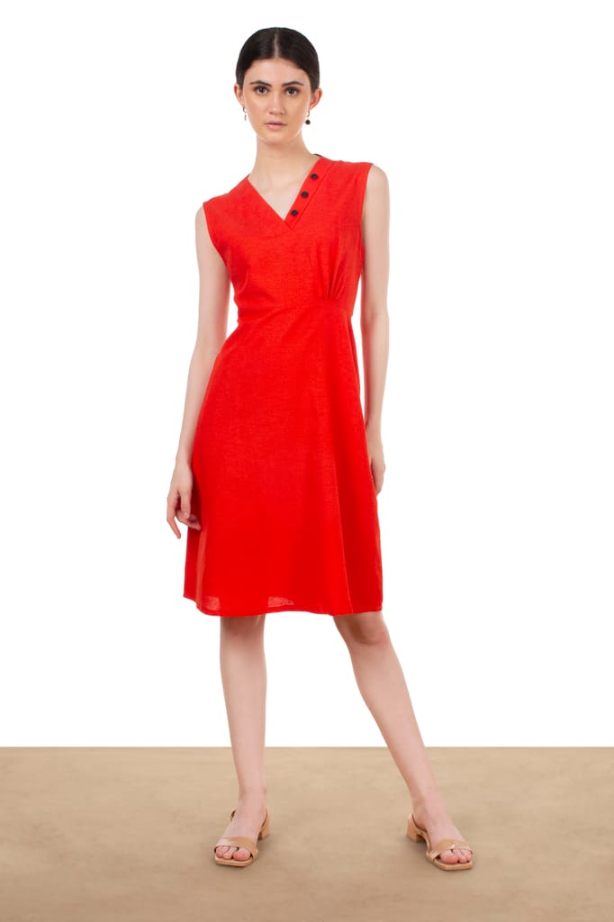CORAL CRUSH(Redish Orange) A-LINE DRESS