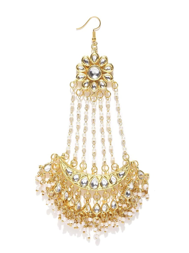 Abhaah Kundan Wedding Jhumar Passa/jhoomar Maang Tikka/Brooch for Women Girls Hair Chain (Gold)