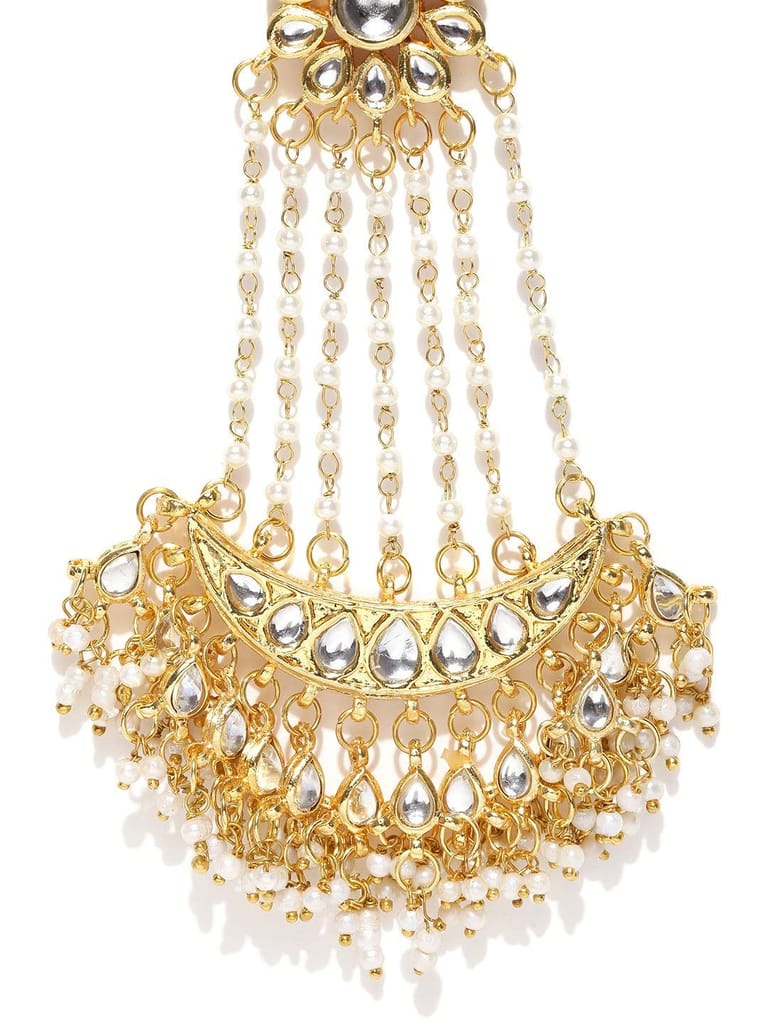 Abhaah Kundan Wedding Jhumar Passa/jhoomar Maang Tikka/Brooch for Women Girls Hair Chain (Gold)
