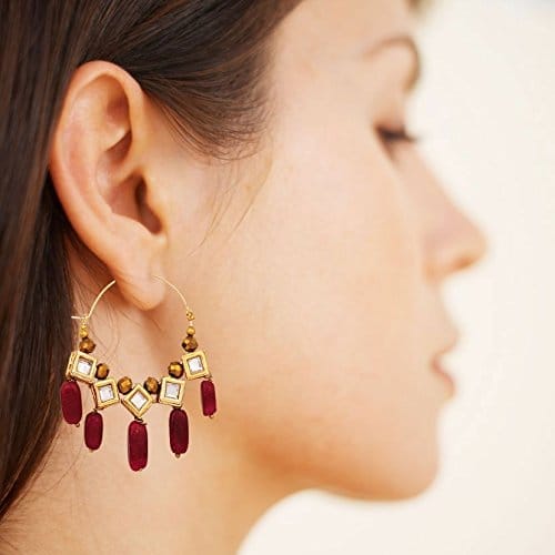 Abhaah exclusive pearls kundans traditional chandbali hoop Earrings for wedding for women and girls