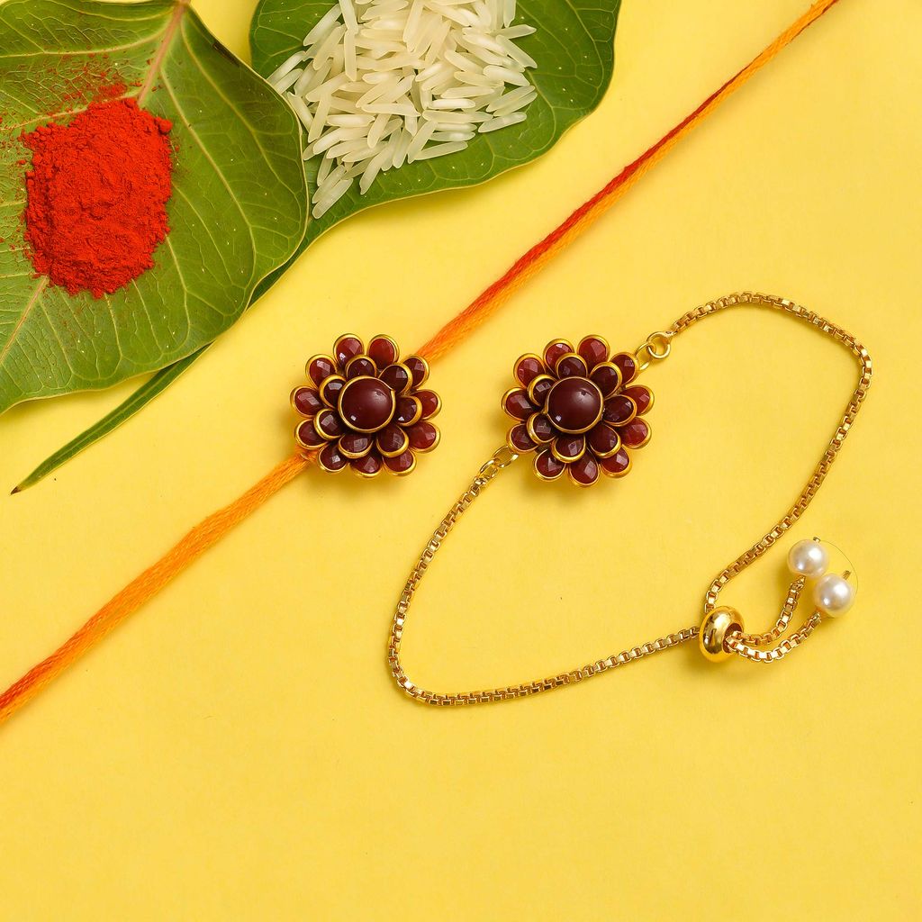 Abhaah BHAIYAA BHABHI KUNDAN RAKHI COMBO SET