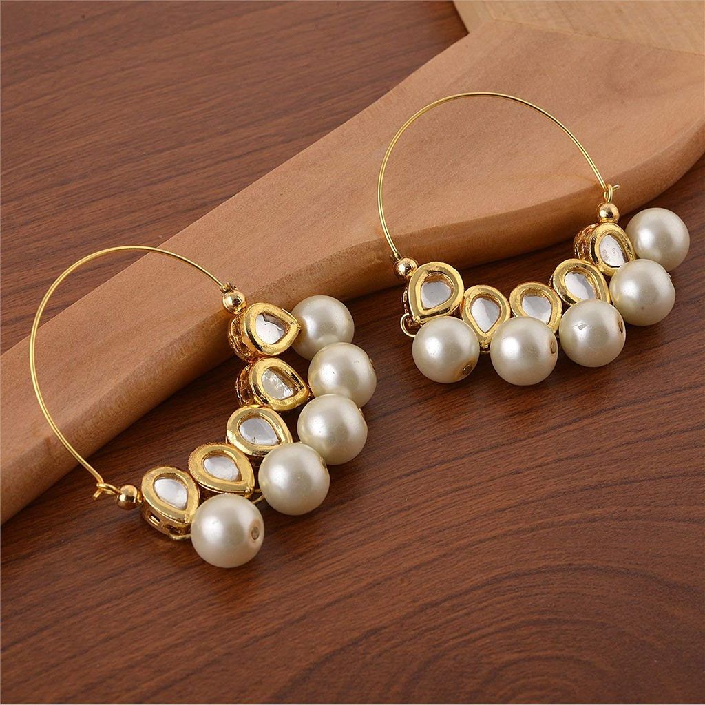 Abhaah exclusive pearls kundans traditional chandbali hoop Earrings for wedding for women and girls
