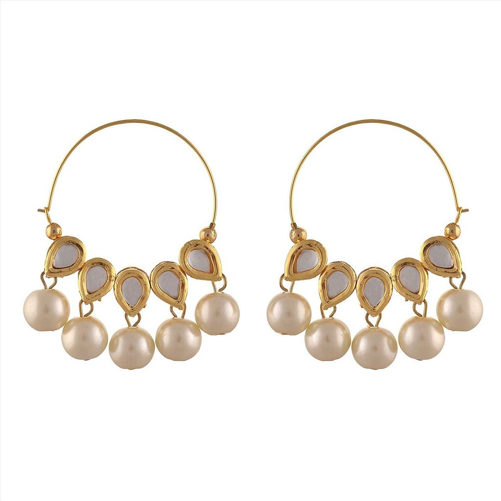 Abhaah exclusive pearls kundans traditional chandbali hoop Earrings for wedding for women and girls