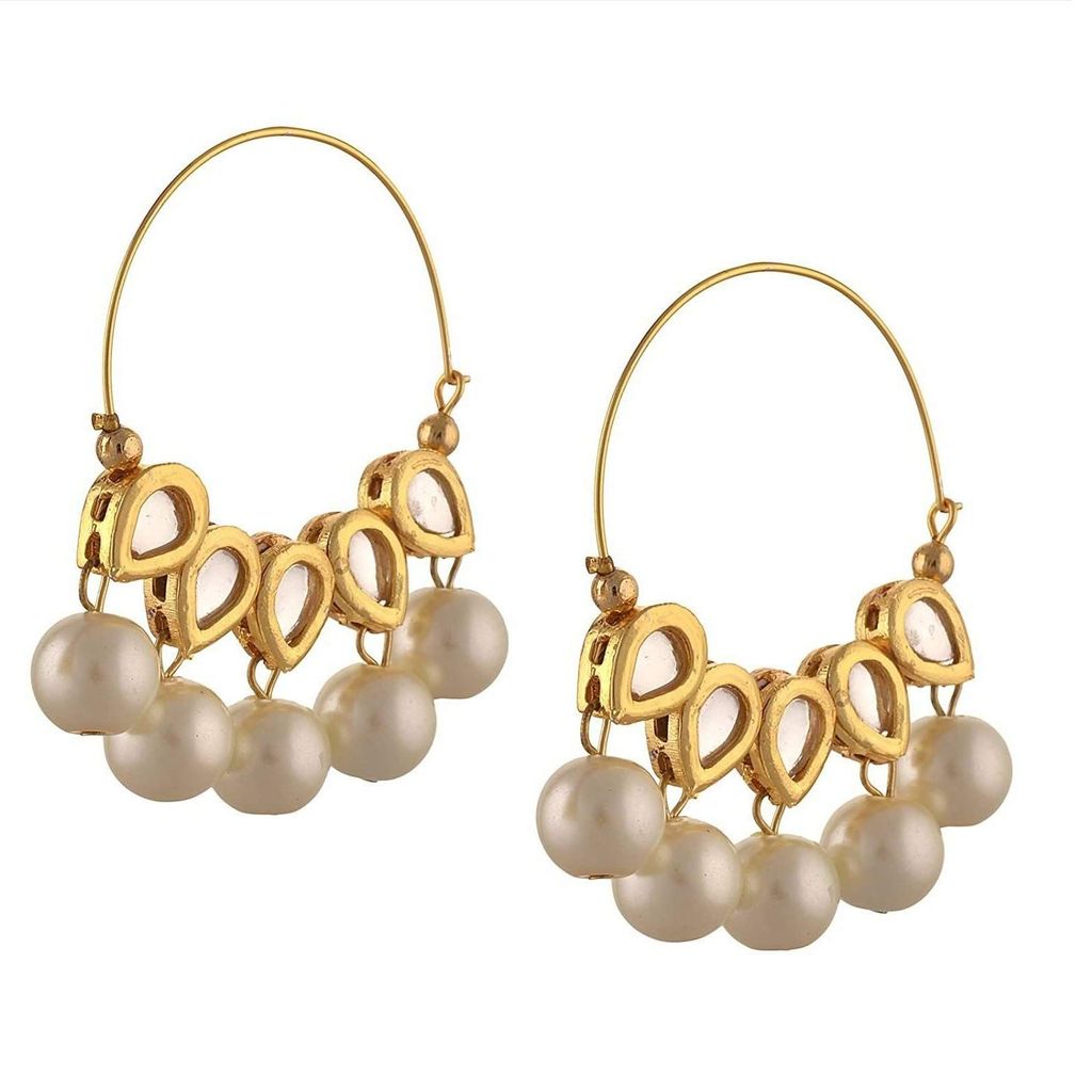 Abhaah exclusive pearls kundans traditional chandbali hoop Earrings for wedding for women and girls