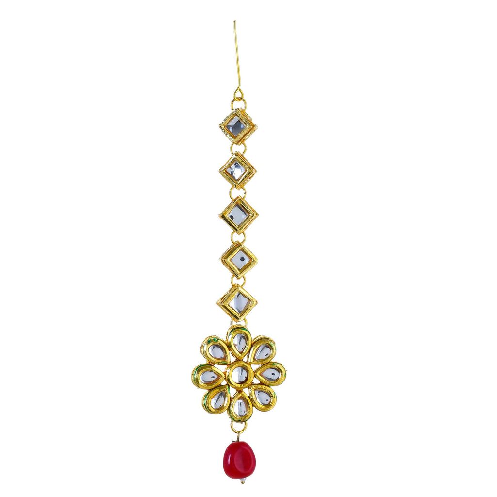Abhaah Gold Plated Kundan Pearl Fancy red Choker Necklace Set Traditional Jewellery Set with Earrings for Women & Girls