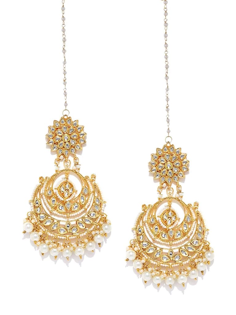 Abhaah Indie rang Gold Plated Copper Pearl White Earrings for Women's