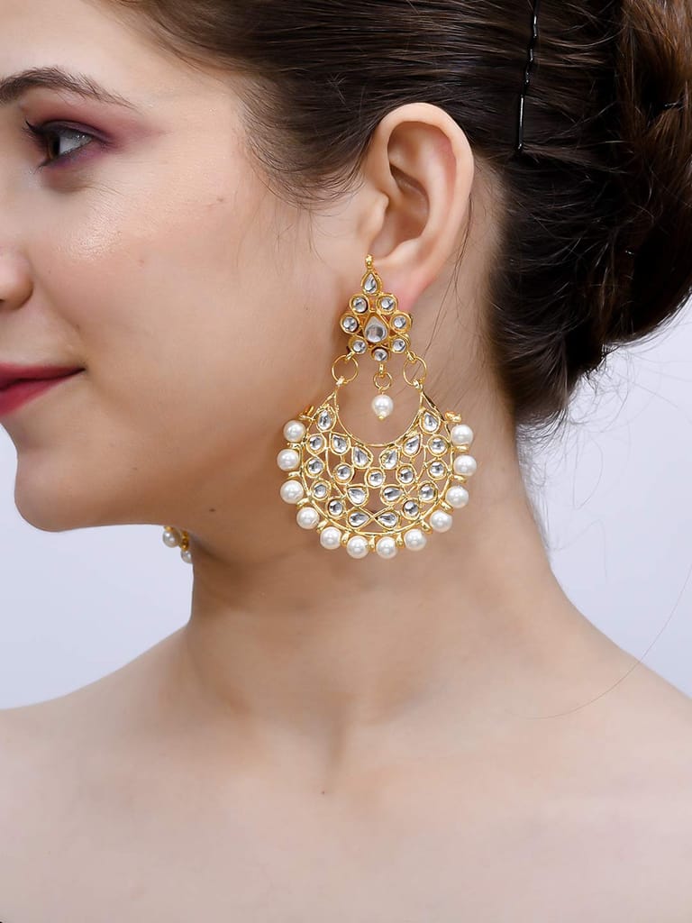 Abhaah bollywood inspired kundan meenakari traditional look bridal chandbali earrings with pearls for women and girls