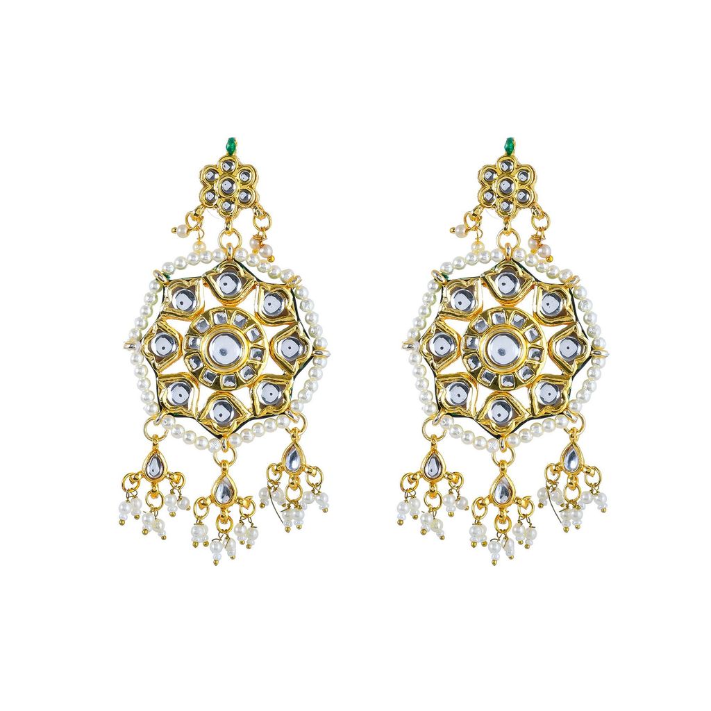 Abhaah Gold Plated Kundan Pearl Fancy Choker Necklace Set Traditional Jewellery Set with Earrings for Women & Girls