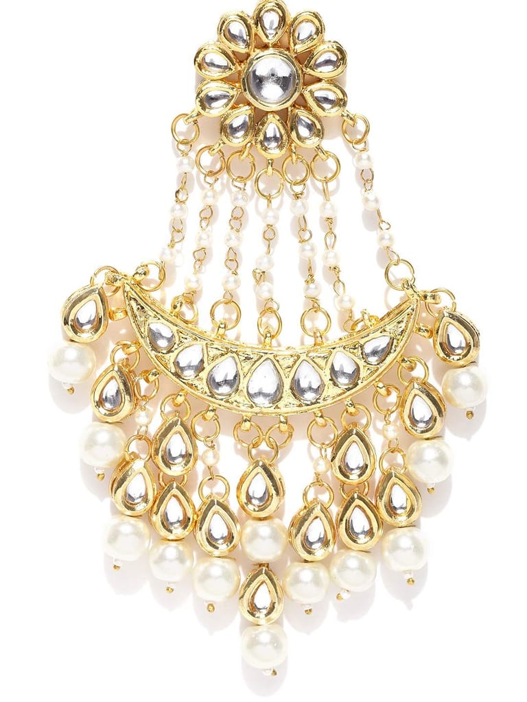 Abhaah Kundan Wedding Jhumar Passa/jhoomar Maang Tikka/Brooch for Women Girls Hair Chain (Gold)