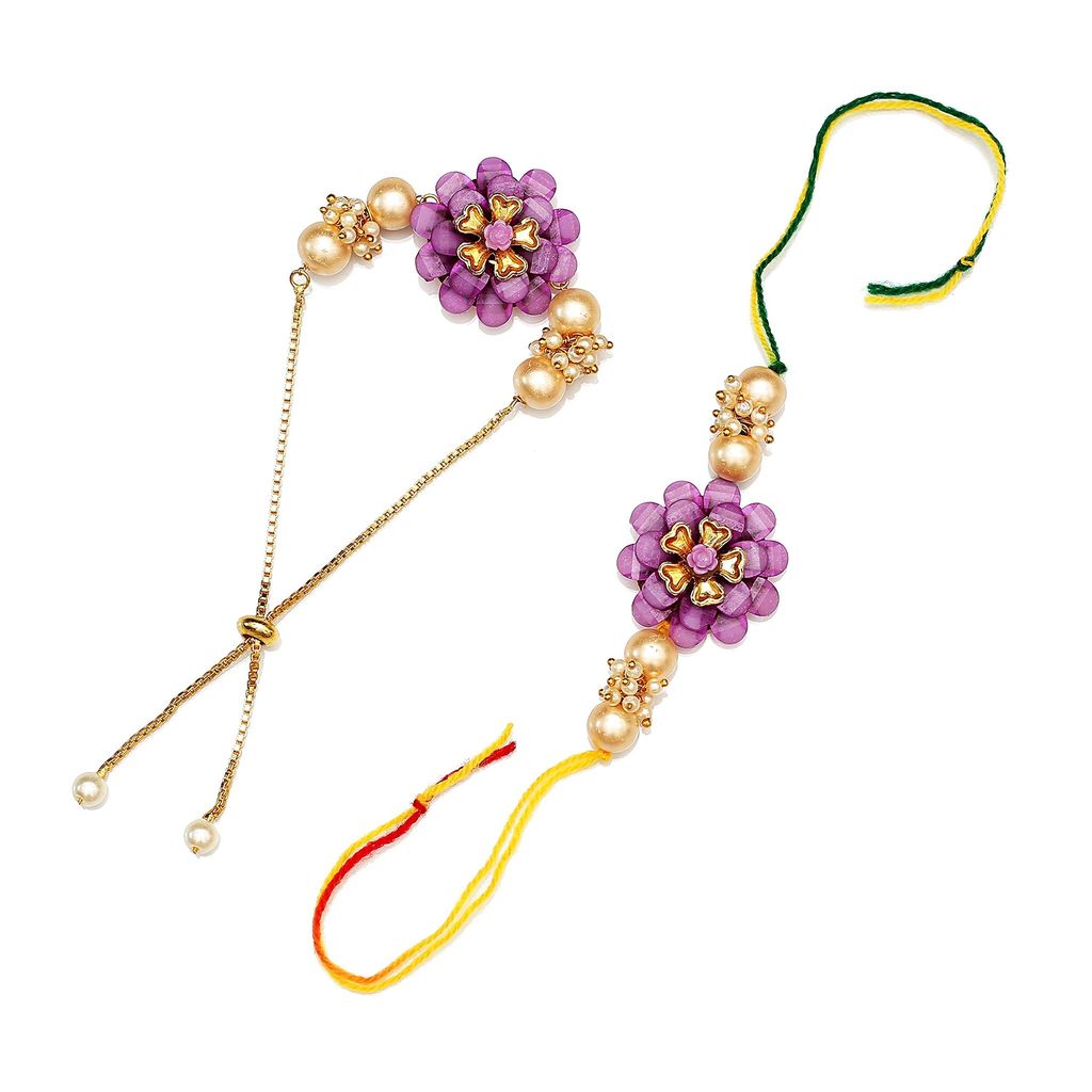 Abhaah Bhaiya bhabhi couple purple Rakhi combo set