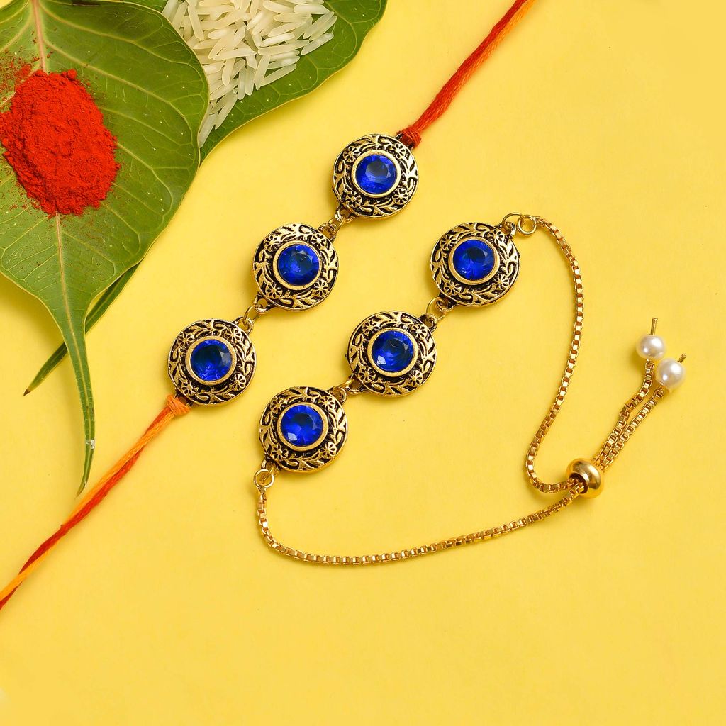 Indi Rang Indie Rang Rajasthani Gold Plated Chain pachi Work Rakhi Combo Set for Rakhi for bhaiya bhabhi Brother Sister Rakhi, Brother Sister Love. Rakhi lumba Rakhi Set