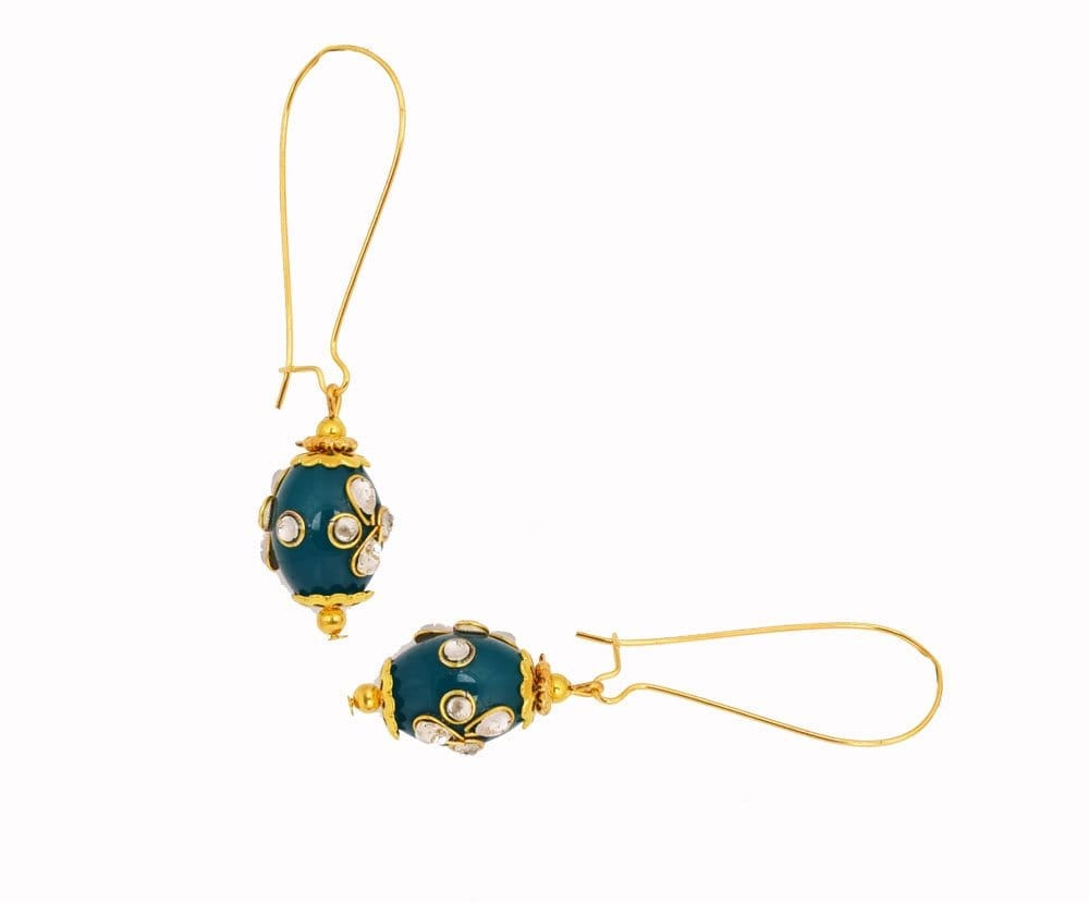 Abhaah handcrafted blue indo western Long kundan chain drop earrings for women and girls