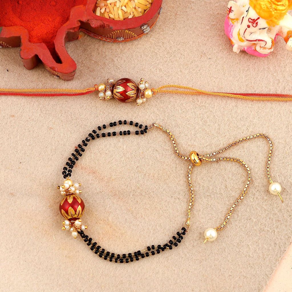 Abhaah rakhi for brother and bhabhi mangalsutra lumba bracelet Rakhi combo set