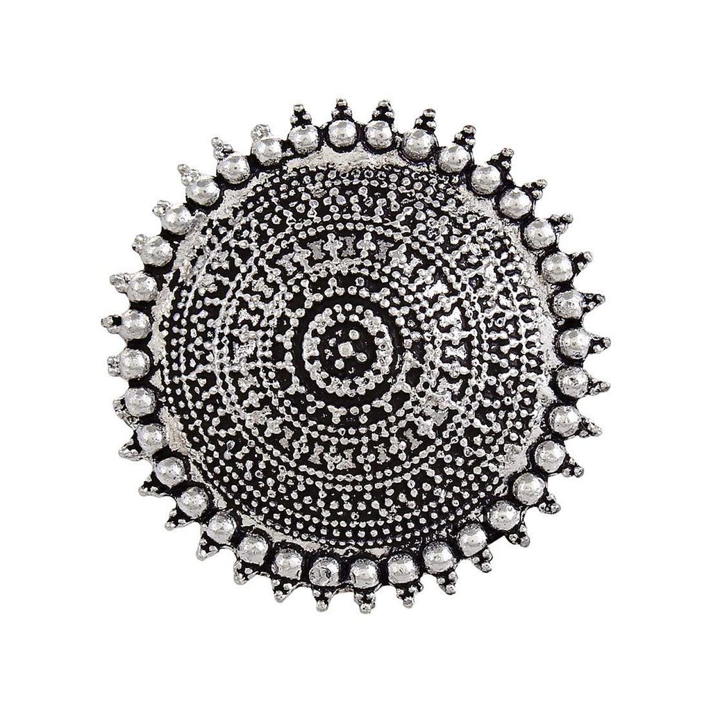 Abhaah Indie Rang Oxidized Silver Adjustable Ring for Women & Girls