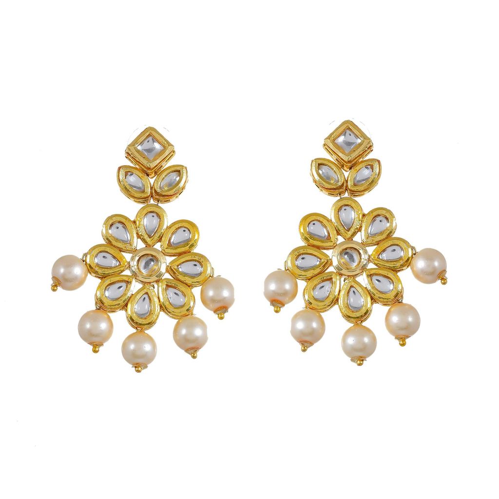 Abhaah Gold Plated Kundan Pearl Fancy Choker Necklace Set Traditional Jewellery Set with Earrings for Women & Girls