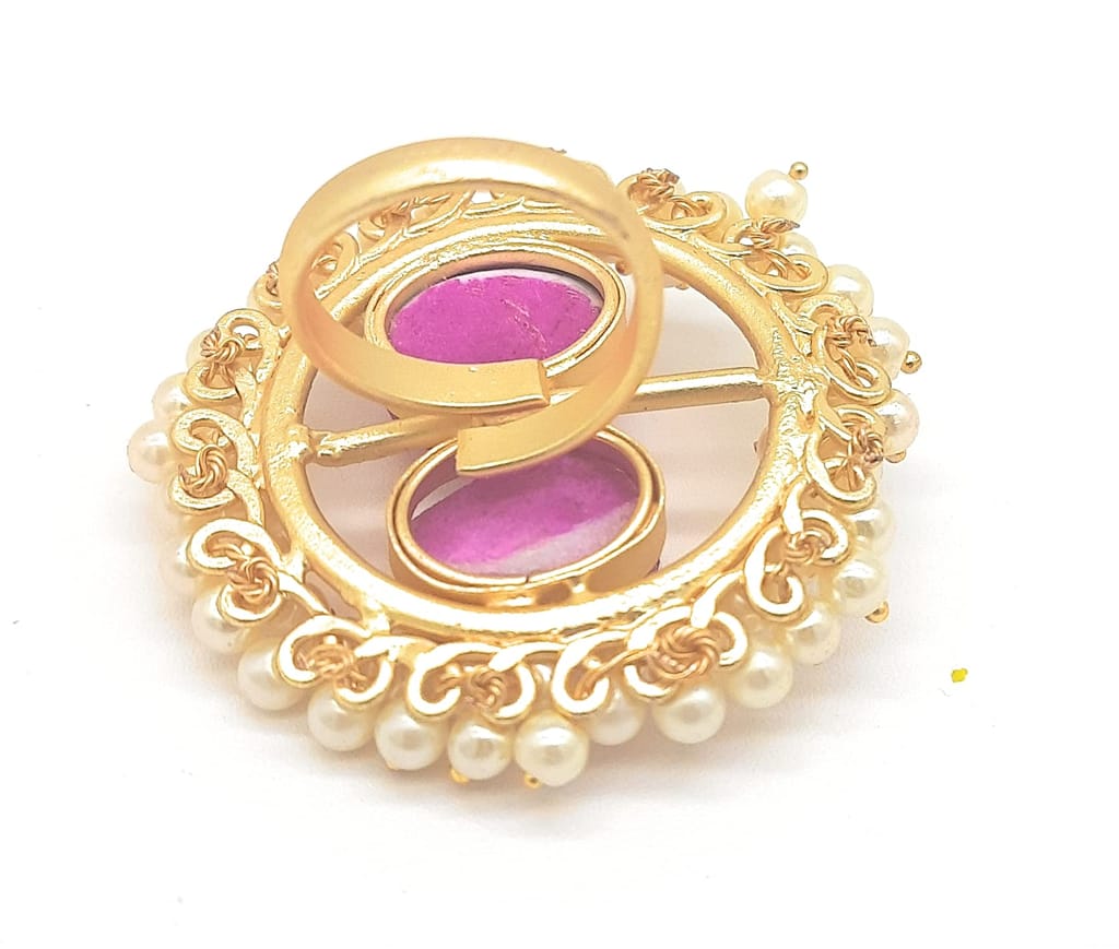 Abhaah kundan meenakari Ruby Emerald jadau Adjustable Traditional Stylish Statement Cocktail Finger Ring for Women