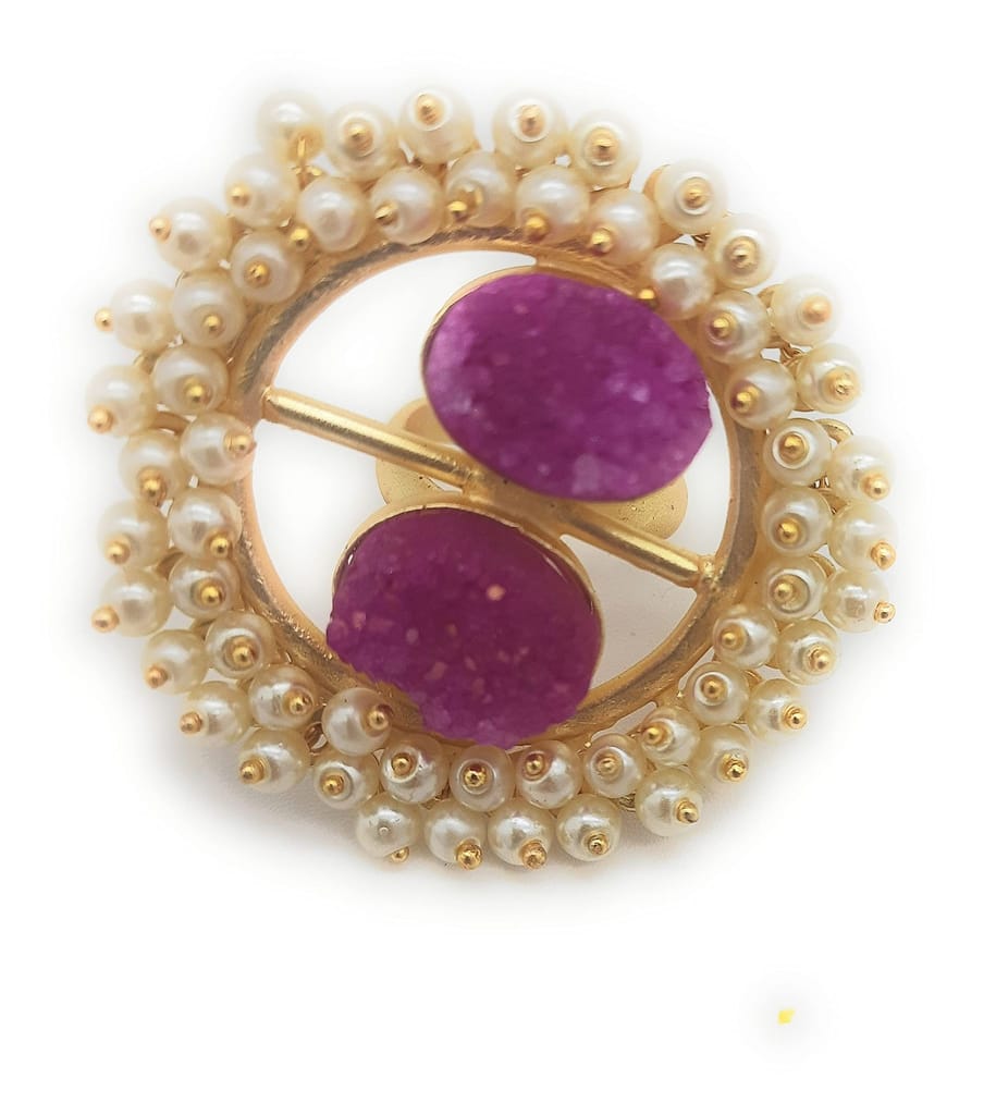 Abhaah kundan meenakari Ruby Emerald jadau Adjustable Traditional Stylish Statement Cocktail Finger Ring for Women