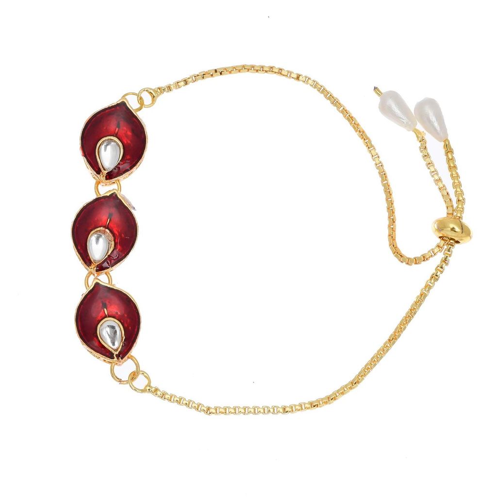 Indi Rang Rajasthani Gold Plated Chain Pachi Work Rakhi Combo Set for Men and Women