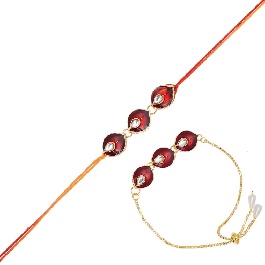 Abhaah Bhaiya Bhabhi Rakhi Set (bhaiya bhabhi kundan rakhi combo set)