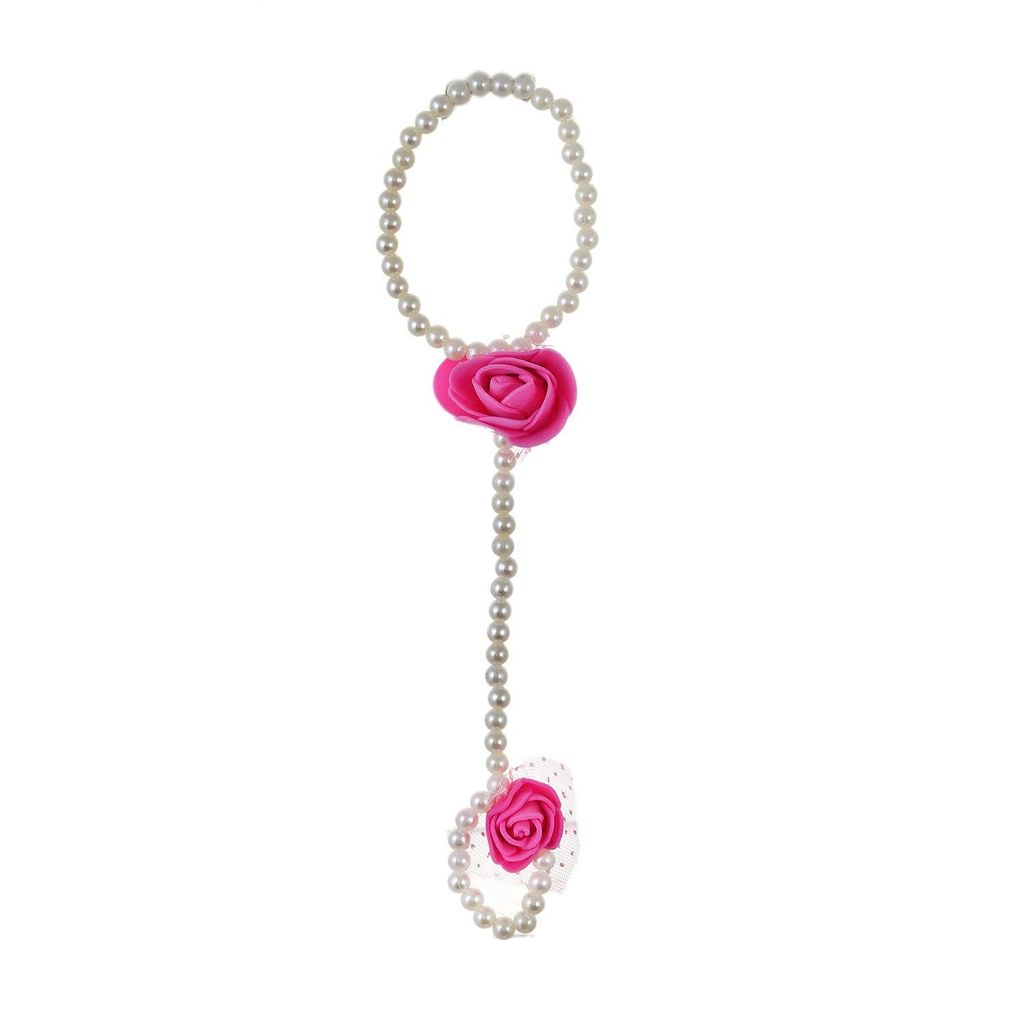 Abhaah Bridal Pink Flower Jewellery Set for haldi Mehandi Baby Shower Floret Gota Patti Necklace, Earrings, Bracelet & maang tika Jewelry for Women