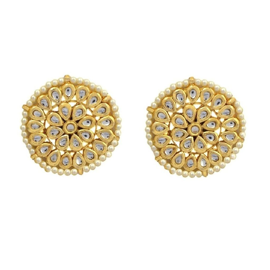 Abhaah bollywood deepika padukone inspired polki kundan meenakari stylish party wear stud earrings with pearl for girls and women