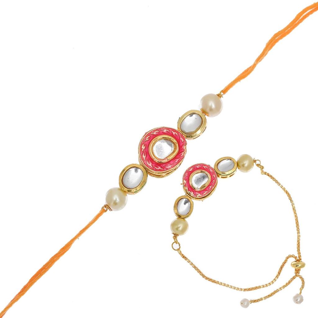 Abhaah BHAIYAA BHABHI KUNDAN RAKHI COMBO SET