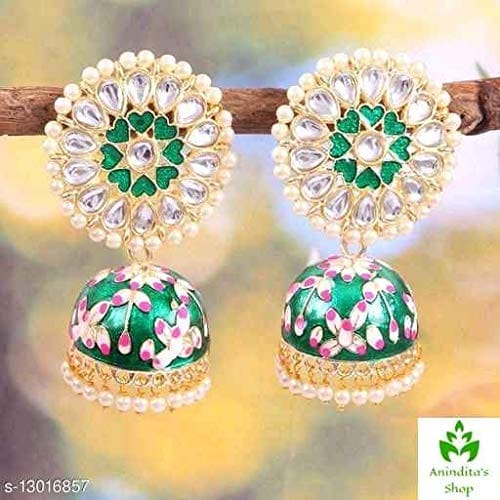Kundan minakari fancy party wear jhumki earrings
