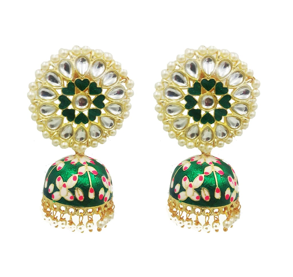 Kundan minakari fancy party wear jhumki earrings