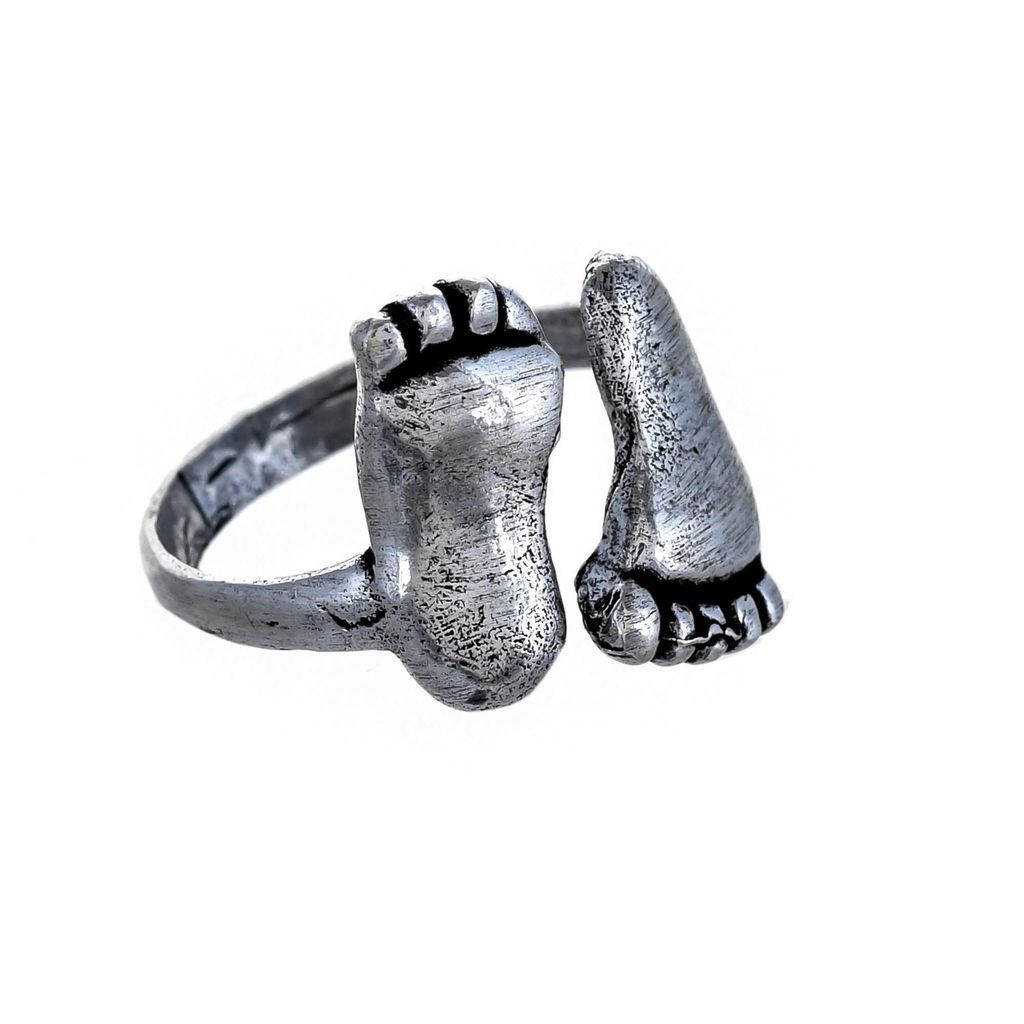 Abhaah Women's Silver Oxidized 1 Pair German Silver Copper Toe Ring