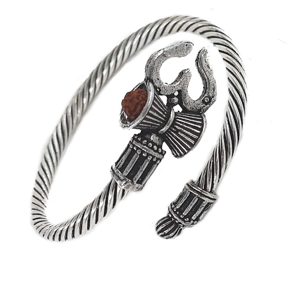 Abhaah trishul with dumaroo and rudraksha bracelet kada forwomen