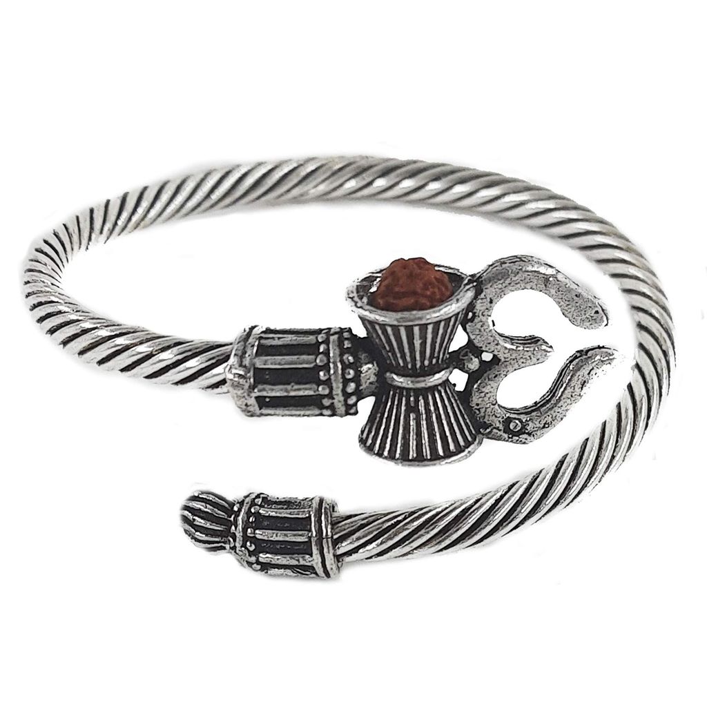 Abhaah trishul with dumaroo and rudraksha bracelet kada forwomen