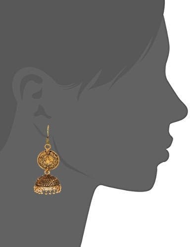 Abhaah handcrafted antique golden oxidised jhumka with coin for women and girls