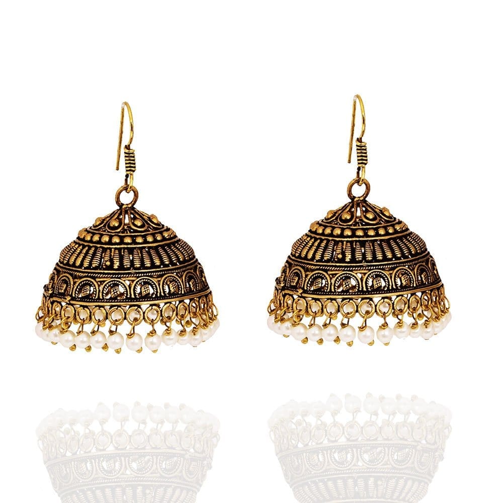 Abhaah handcrafted antique golden oxidised big jhumka for women and girls