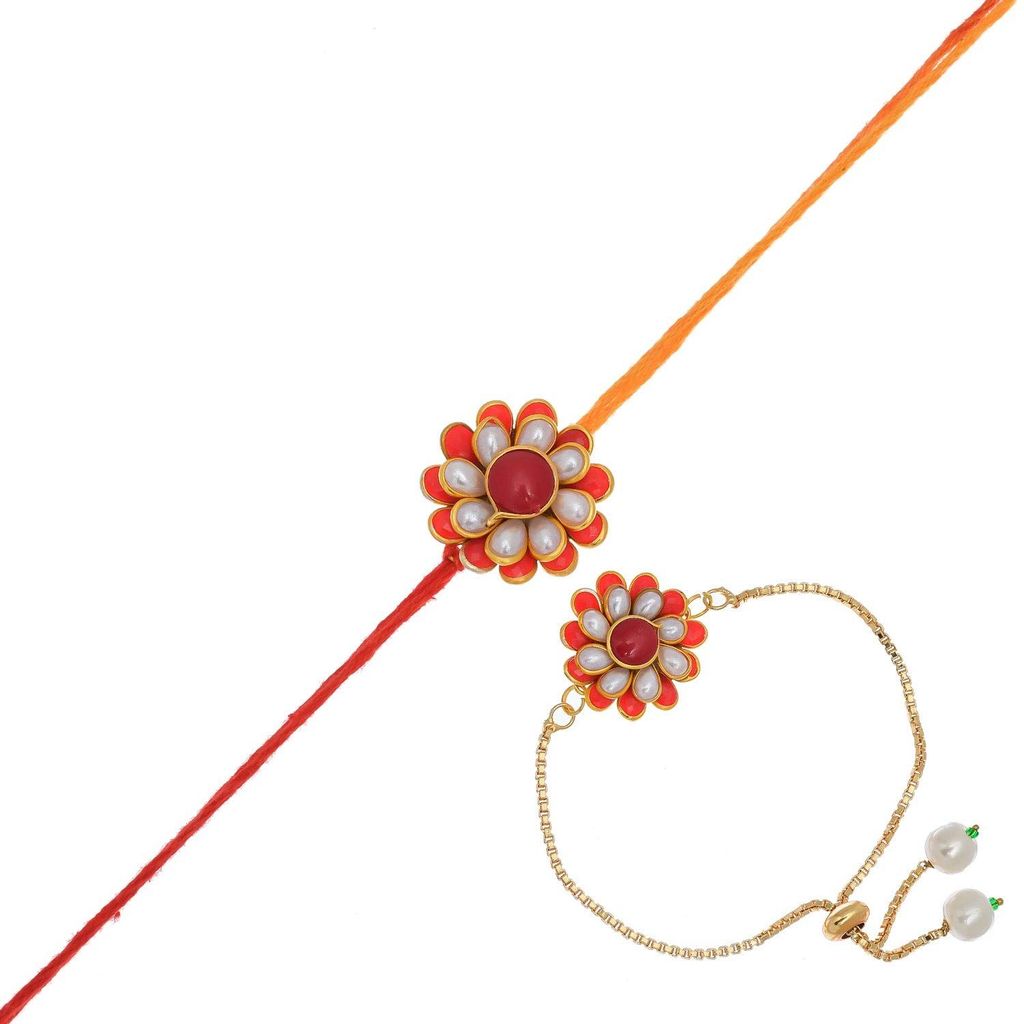 Indi Rang Indie Rang Rajasthani Gold Plated Chain pachi Work Rakhi Combo Set for Rakhi for bhaiya bhabhi Brother Sister Rakhi, Brother Sister Love. Rakhi lumba Rakhi Set