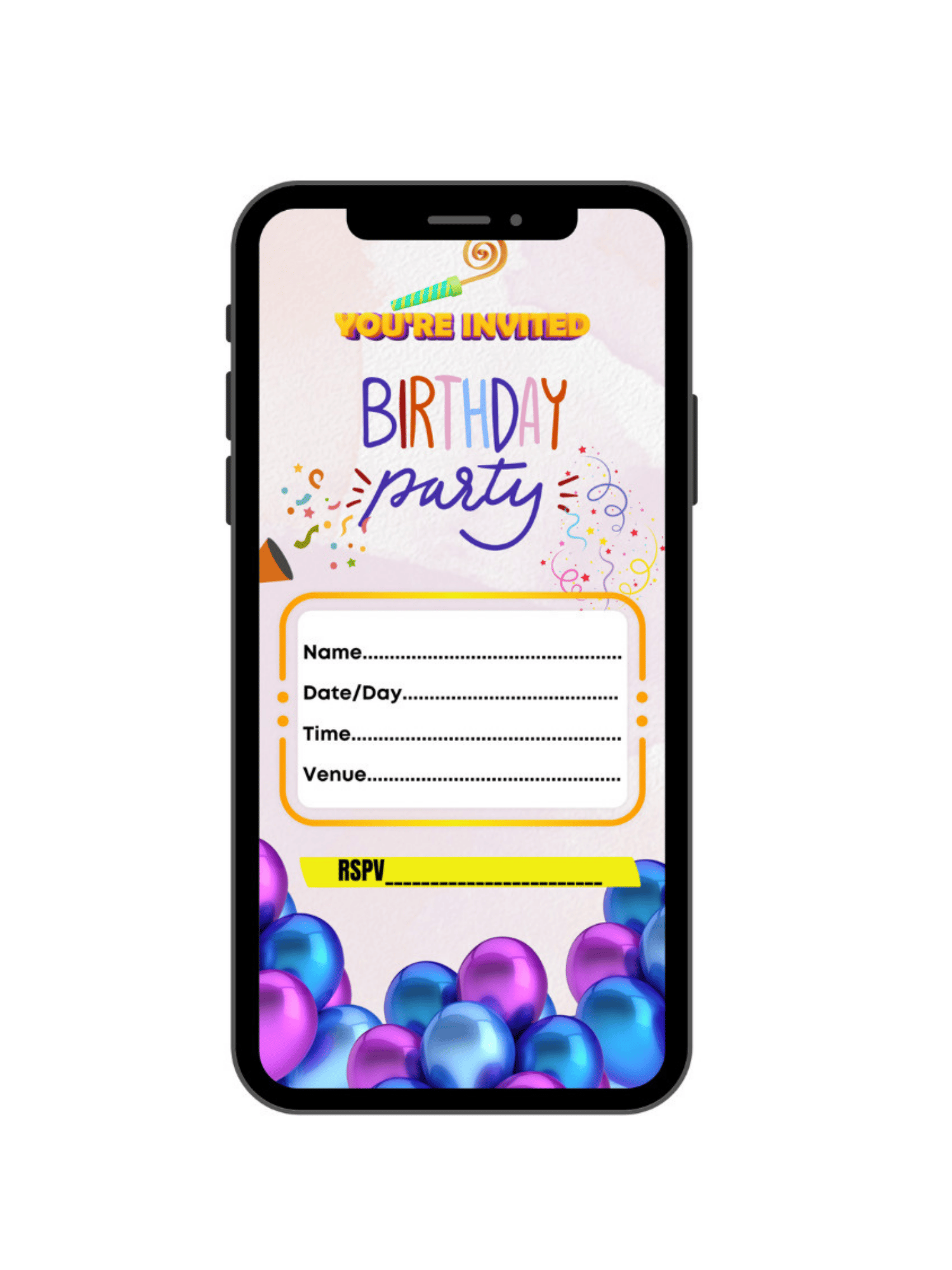 Birthday invitation card with envelope, Size: 6X 9 inches, 300 gsm paper stock, Multicolor, laser cut Pack of 24