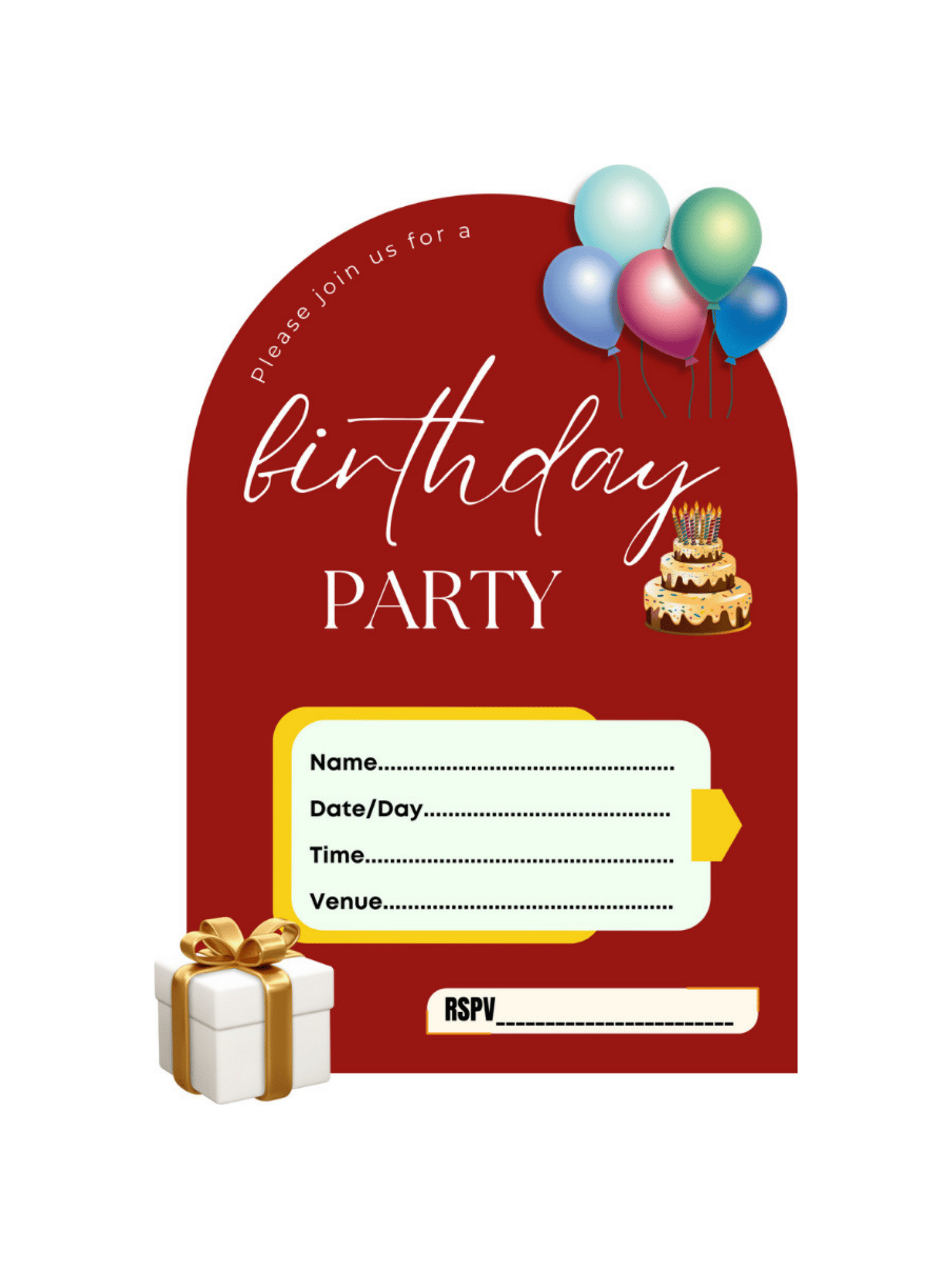 Birthday invitation card with envelope, Size: 6X 9 inches, 300 gsm paper stock, Multicolor, laser cut Pack of 25