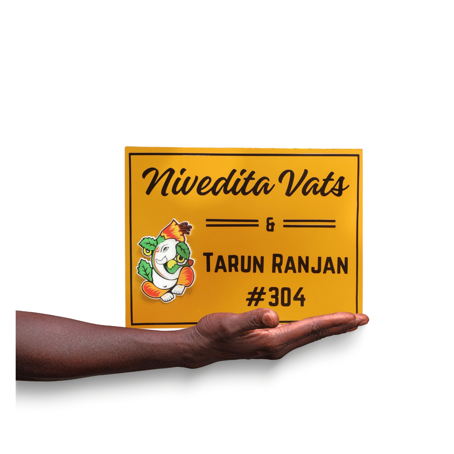 Elegant Personalization: Customized Metallic Golden Name Plate for Your Home