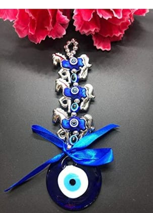 Evil Eye Wall Hanging with Three Horse for Good Luck Prosperity Zodaic Success Health Wealth Office Home Decor & Car (Three Horse),Glass