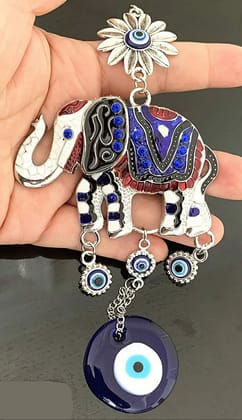 Blue Turkish Eye Lucky Elephant Wall Hanging Amulet