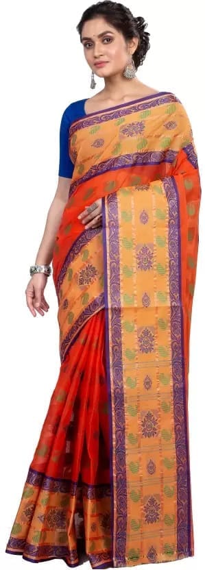 GitAsit Woven Tant Pure Cotton Saree  (Multicolor)
