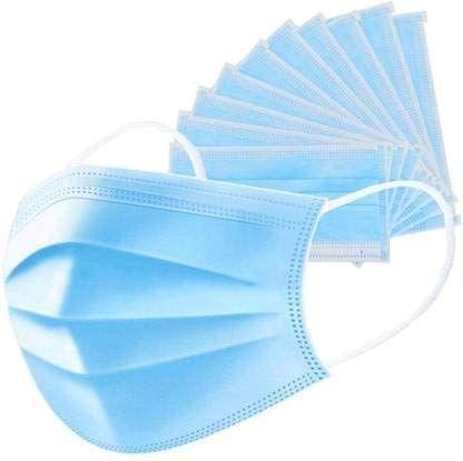 NURATNon Woven 25GSM Fabric Masks with Nose pin 3 Layer Pollution Face Dust Surgical Disposable Mask(Paco of 200)