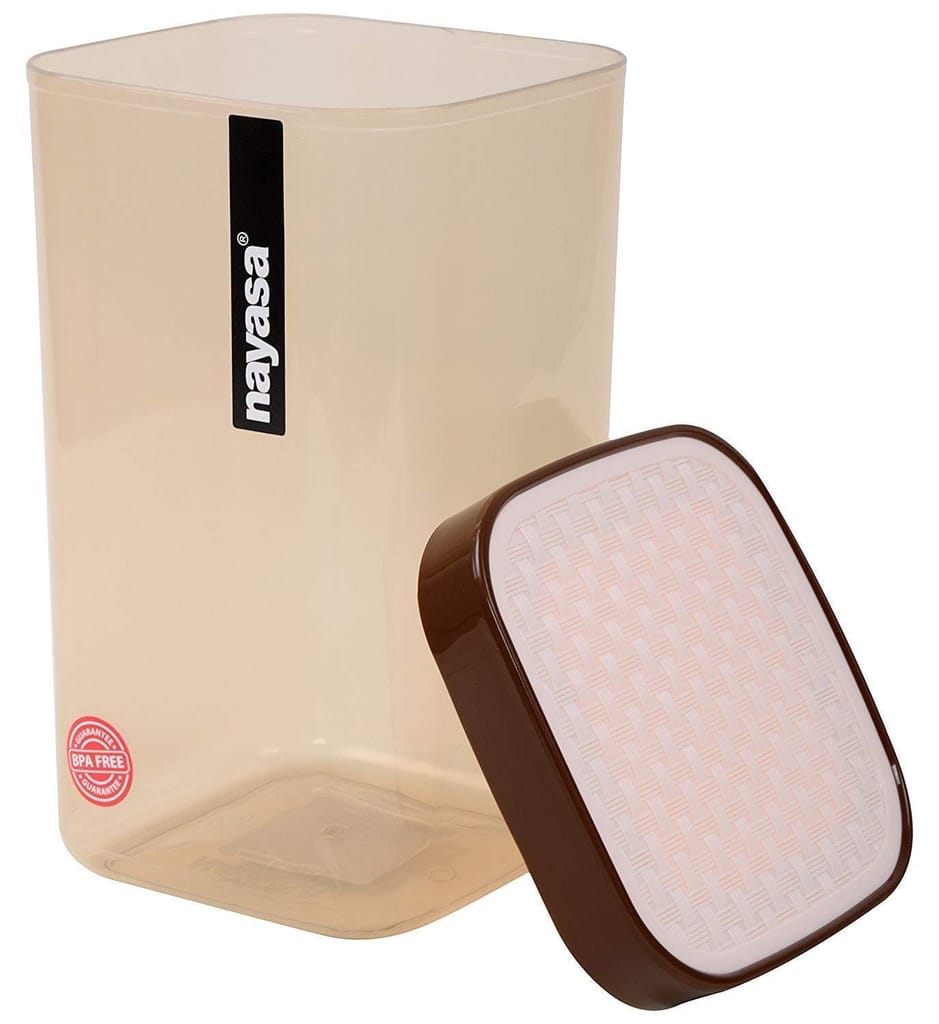 Nayasa Superplast Plastic Fusion Containers 2100ml, Set of 6, Brown with Silicone Spatula and Brush Set by Krishna Enterprises